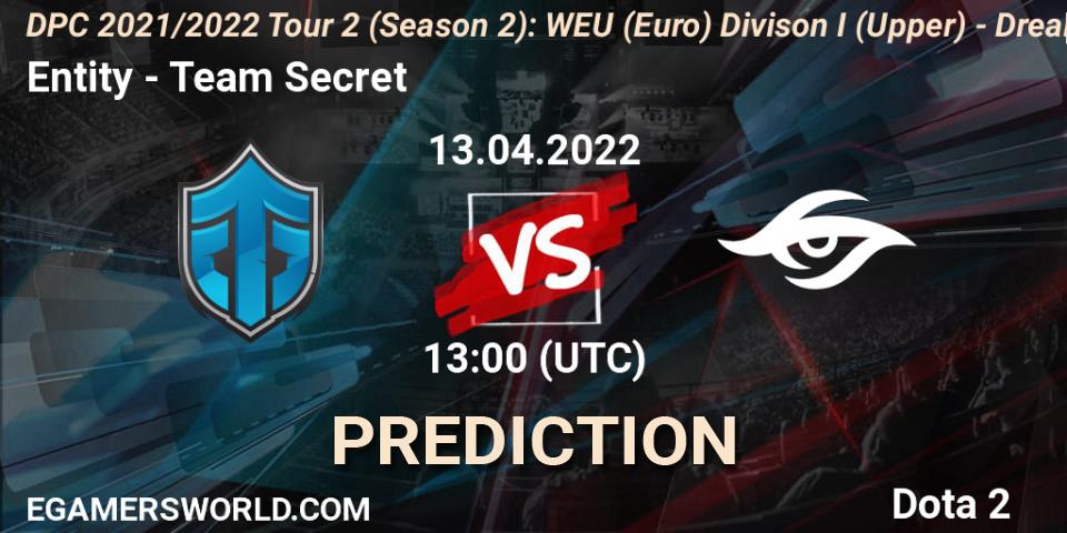 Entity - Team Secret: Maç tahminleri. 13.04.22, Dota 2, DPC 2021/2022 Tour 2 (Season 2): WEU (Euro) Divison I (Upper) - DreamLeague Season 17