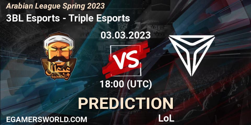 3BL Esports - Triple Esports: Maç tahminleri. 10.02.23, LoL, Arabian League Spring 2023