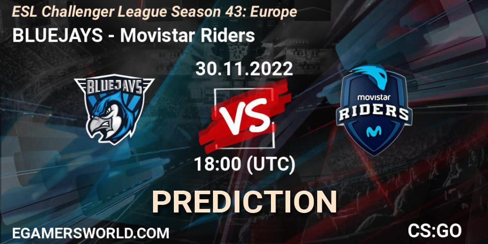 BLUEJAYS - Movistar Riders: Maç tahminleri. 28.11.22, CS2 (CS:GO), ESL Challenger League Season 43: Europe