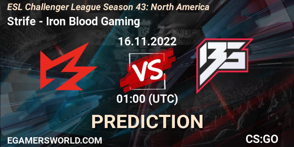 Strife - Iron Blood Gaming: Maç tahminleri. 02.12.22, CS2 (CS:GO), ESL Challenger League Season 43: North America