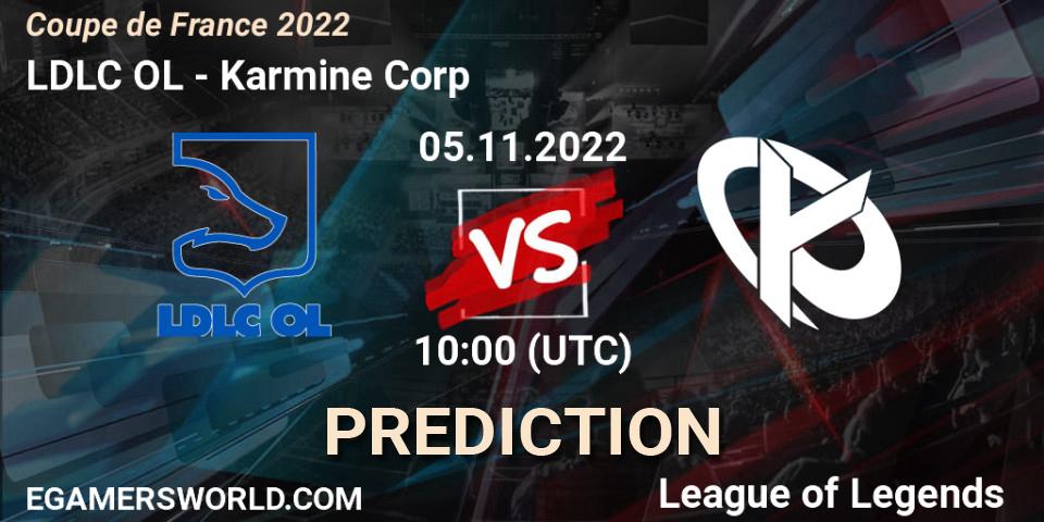 LDLC OL - Karmine Corp: Maç tahminleri. 05.11.22, LoL, Coupe de France 2022