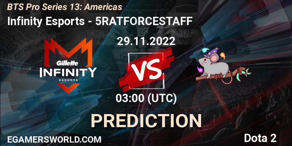 Infinity Esports - 5RATFORCESTAFF: Maç tahminleri. 02.12.22, Dota 2, BTS Pro Series 13: Americas