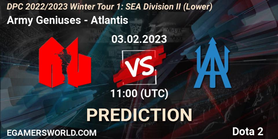 Army Geniuses - Atlantis: Maç tahminleri. 03.02.23, Dota 2, DPC 2022/2023 Winter Tour 1: SEA Division II (Lower)
