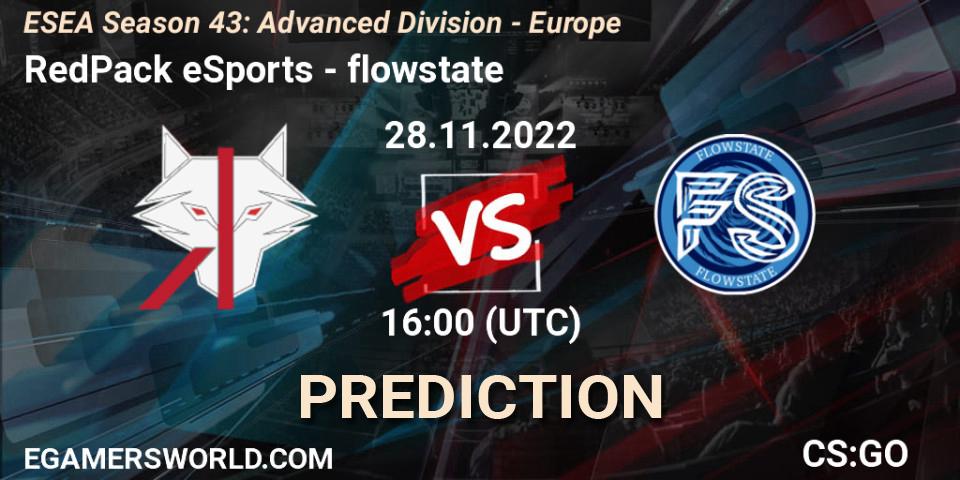 RedPack eSports - flowstate: Maç tahminleri. 28.11.22, CS2 (CS:GO), ESEA Season 43: Advanced Division - Europe