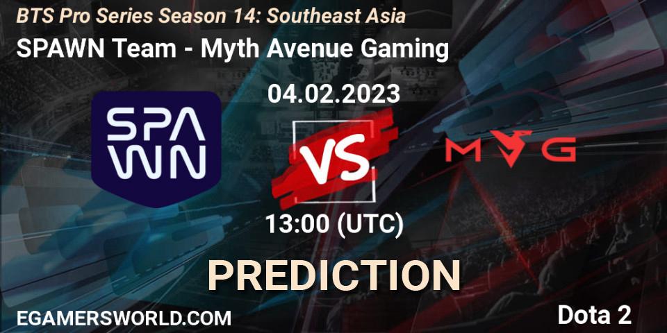 SPAWN Team - Myth Avenue Gaming: Maç tahminleri. 04.02.23, Dota 2, BTS Pro Series Season 14: Southeast Asia
