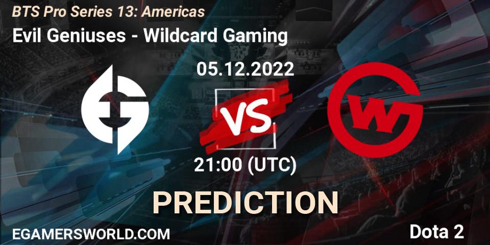 Evil Geniuses - Wildcard Gaming: Maç tahminleri. 05.12.22, Dota 2, BTS Pro Series 13: Americas