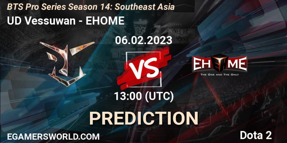 UD Vessuwan - EHOME: Maç tahminleri. 06.02.23, Dota 2, BTS Pro Series Season 14: Southeast Asia