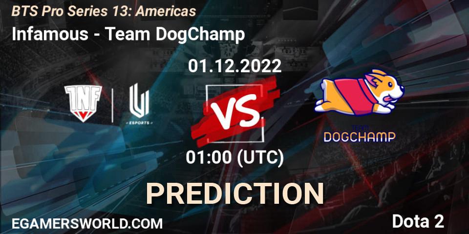 Infamous - Team DogChamp: Maç tahminleri. 01.12.22, Dota 2, BTS Pro Series 13: Americas