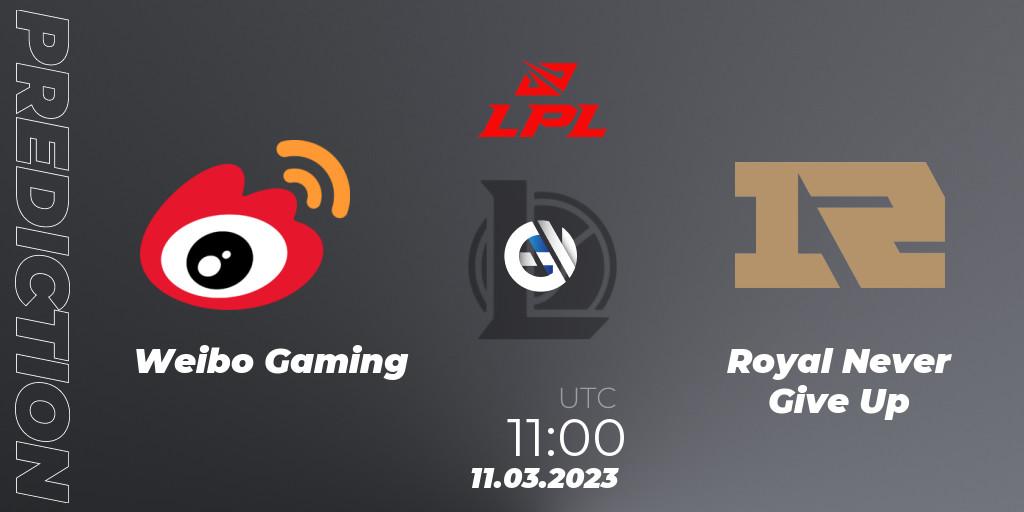 Weibo Gaming - Royal Never Give Up: Maç tahminleri. 11.03.23, LoL, LPL Spring 2023 - Group Stage