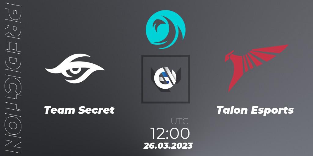 Team Secret - Talon Esports: Maç tahminleri. 26.03.23, VALORANT, VCT 2023: Pacific League
