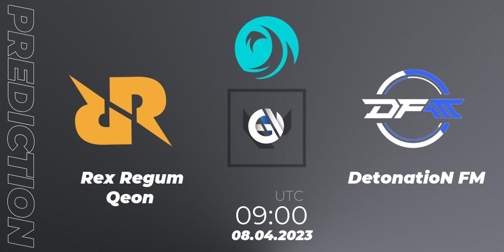 Rex Regum Qeon - DetonatioN FocusMe: Maç tahminleri. 08.04.23, VALORANT, VCT 2023: Pacific League