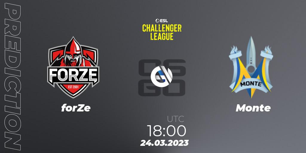 forZe - Monte: Maç tahminleri. 24.03.23, CS2 (CS:GO), ESL Challenger League Season 44: Europe