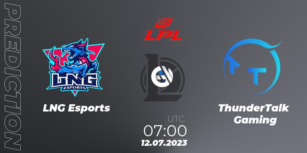 LNG Esports - ThunderTalk Gaming: Maç tahminleri. 12.07.23, LoL, LPL Summer 2023 Regular Season
